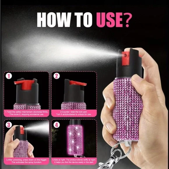 Rhinestone Protective Spray Keychain - Picture 5 of 7